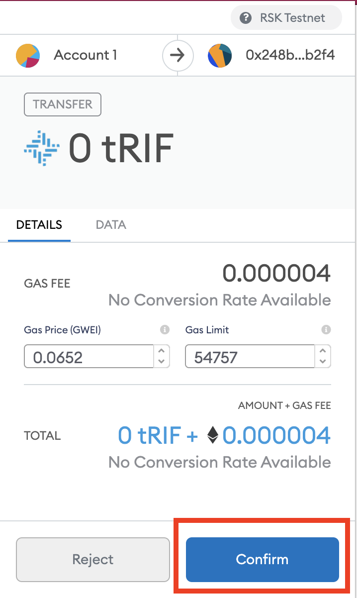 Metamask Send tRIF Next