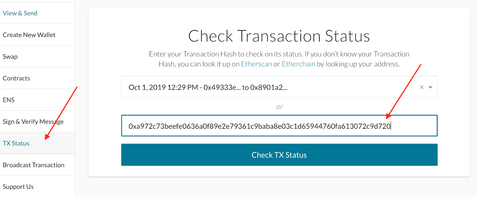 "Transaction Status"